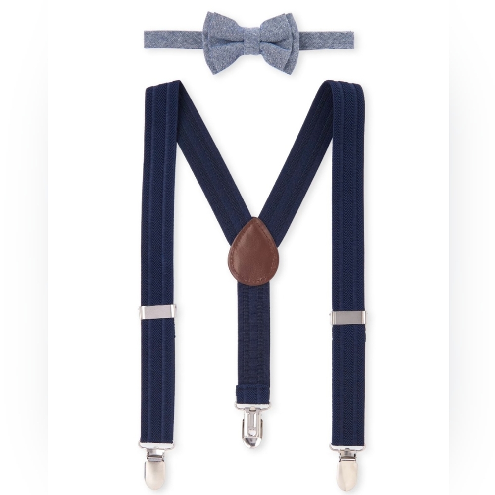 Boys matching bow tie and suspenders set.